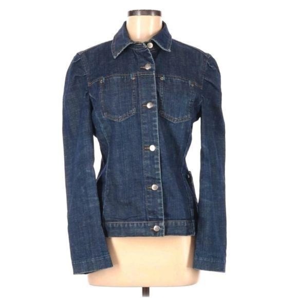 Faconnable Jackets & Blazers - Faconnable Puffed Sleeve Denim Jacket Dark Wash S
